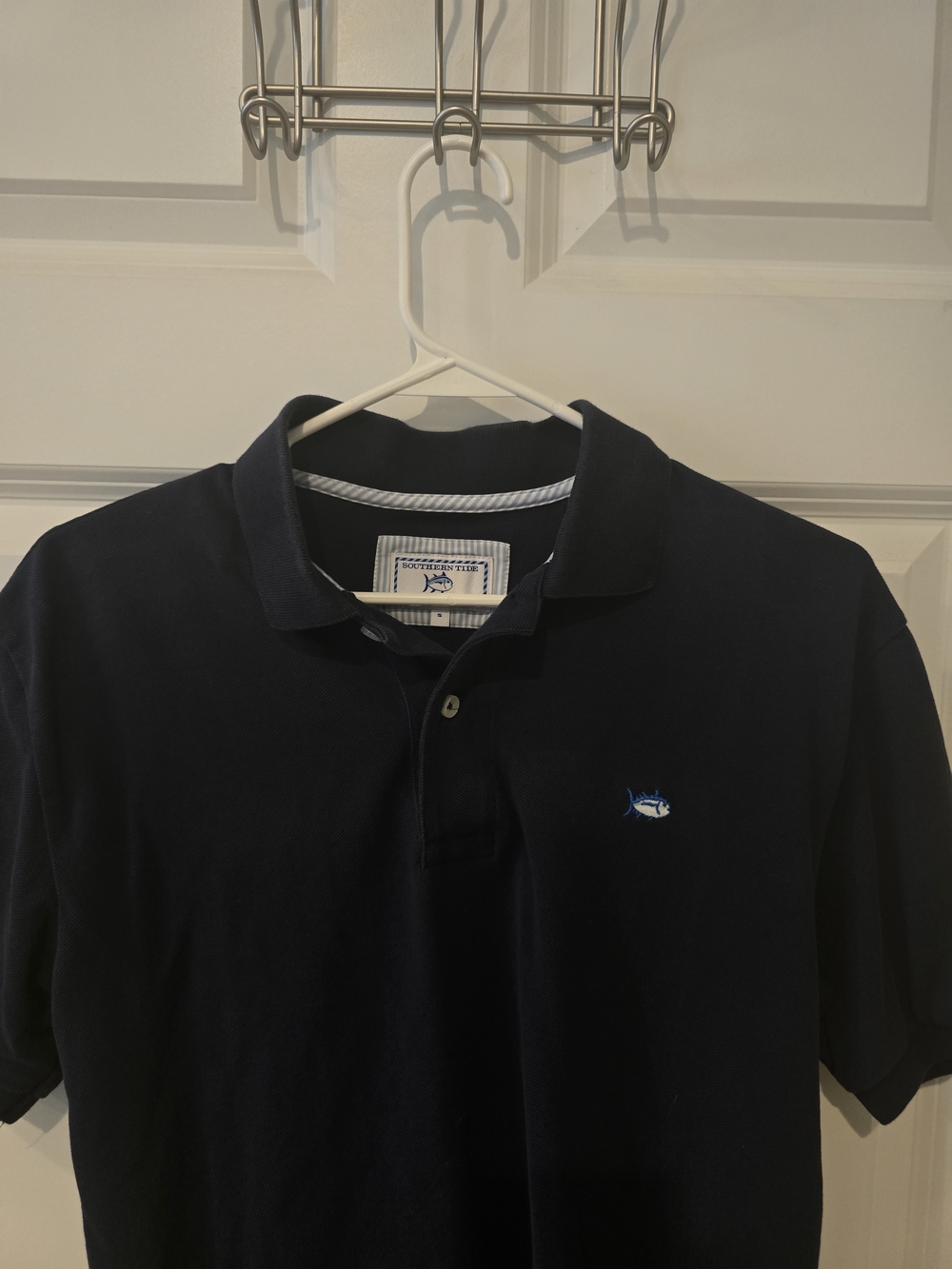 Southern Tide Navy Polo with Marlin Logo